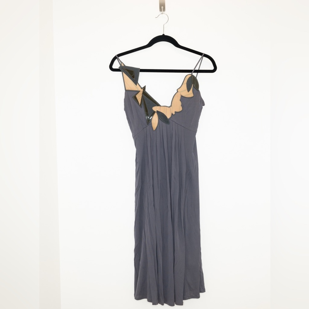 Cocktail dress w leather appliqué detailing